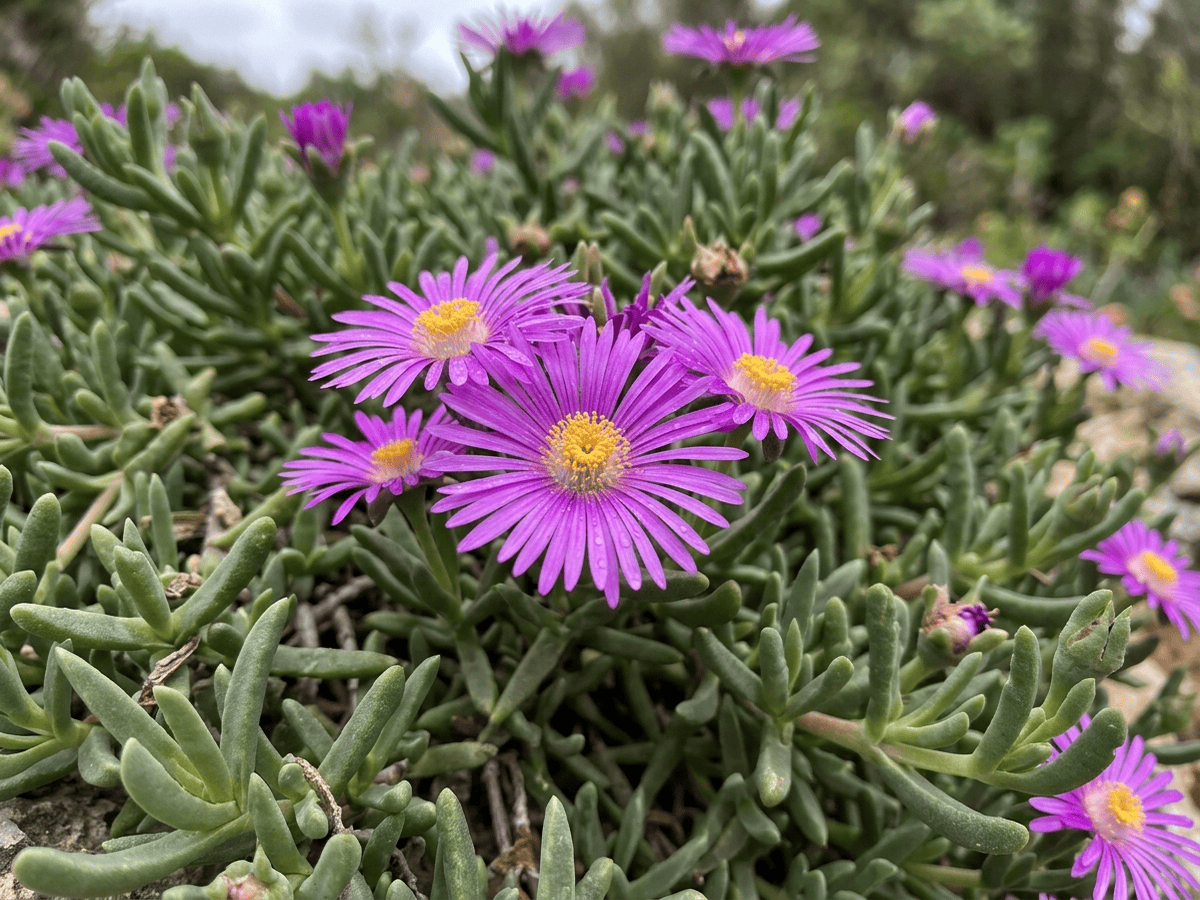 Trailing Ice Plant — close-up of leaves and flowers