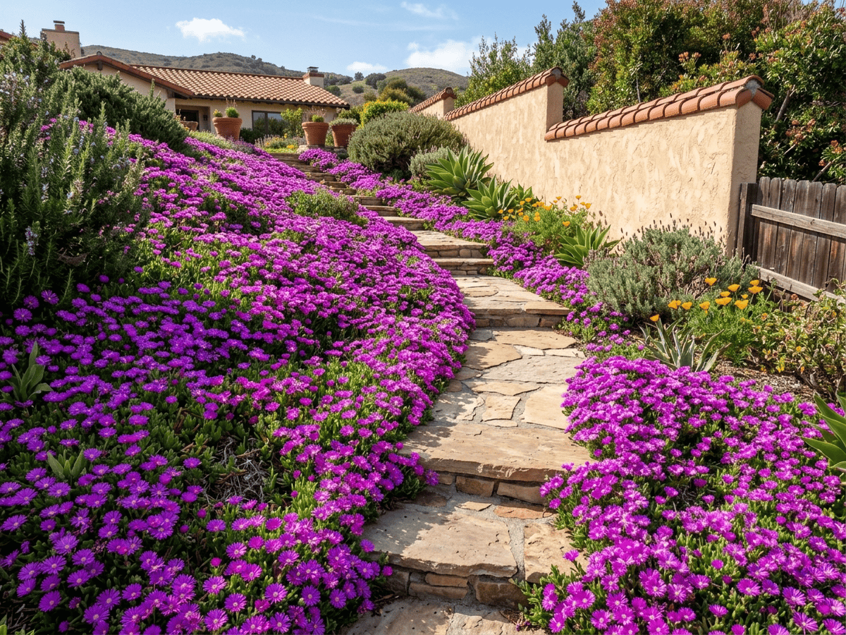 Trailing Ice Plant in a garden setting