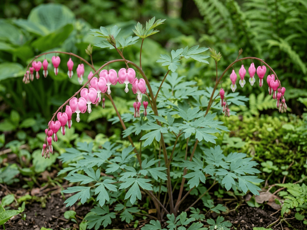 Cuore sanguinante (Lamprocapnos spectabilis), pianta intera