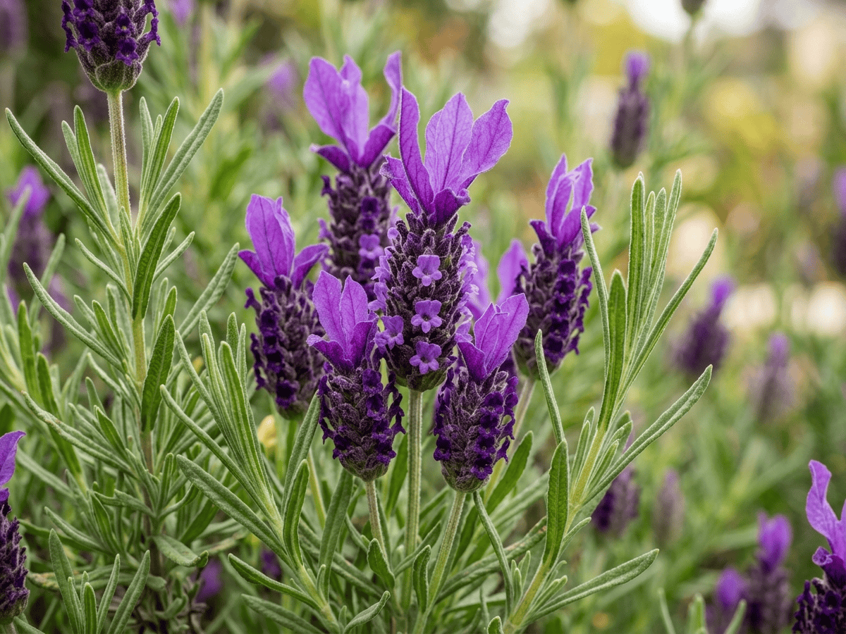 Schopf-Lavendel — Nahaufnahme von Blättern und Blüten