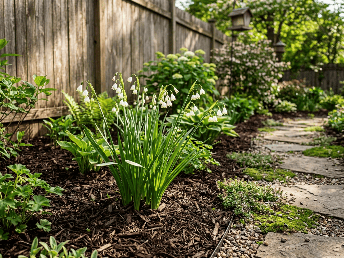 Summer Snowflake in a garden setting