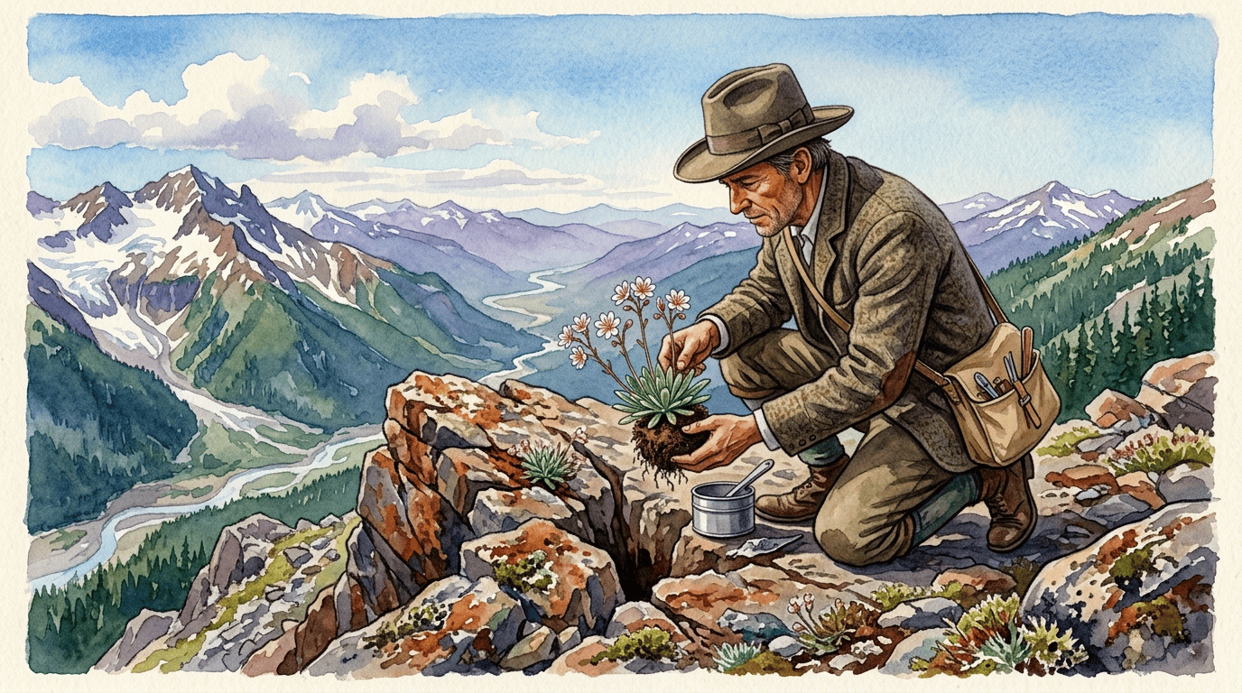 Escena histórica ilustrada de lewisia de Columbia