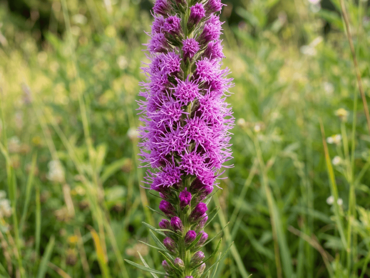 Dense Blazing Star — close-up of leaves and flowers