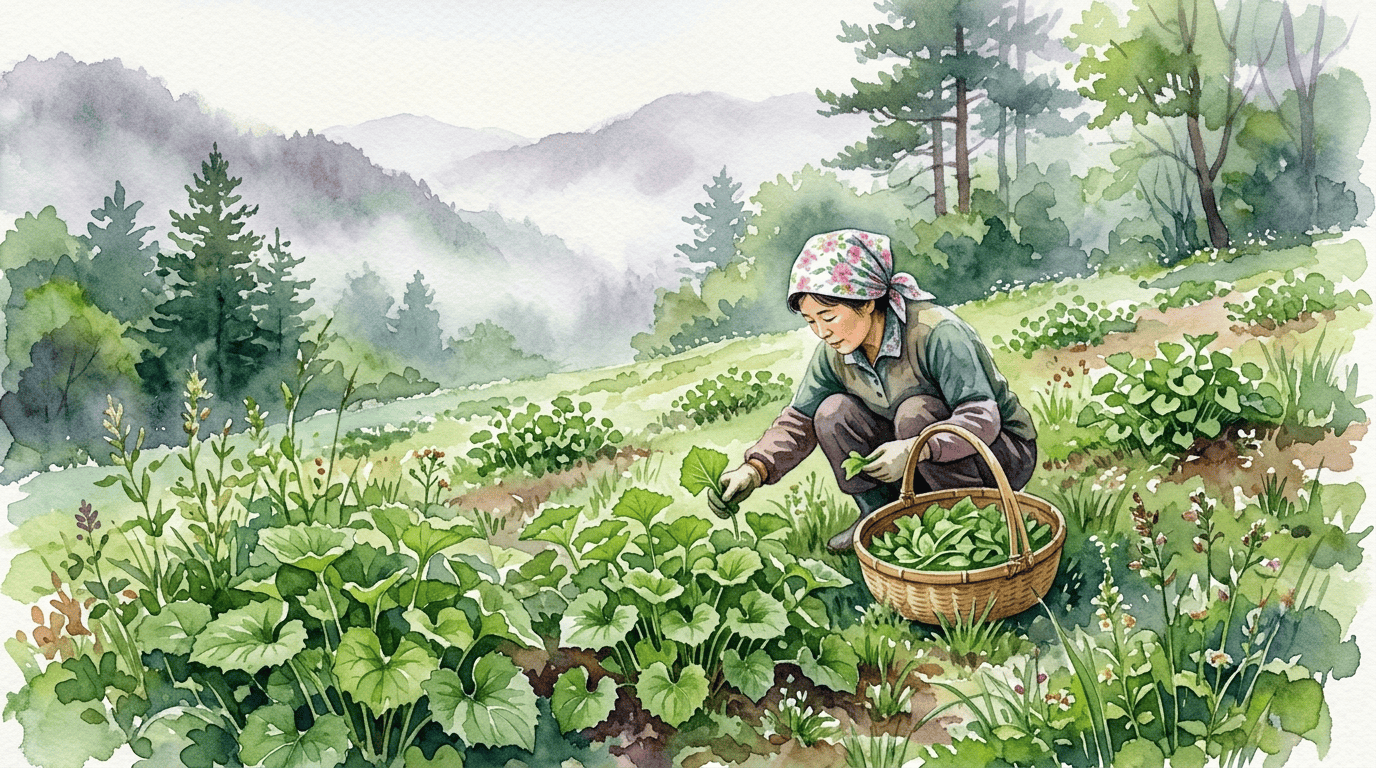 곰취에 얽힌 역사적 장면 일러스트