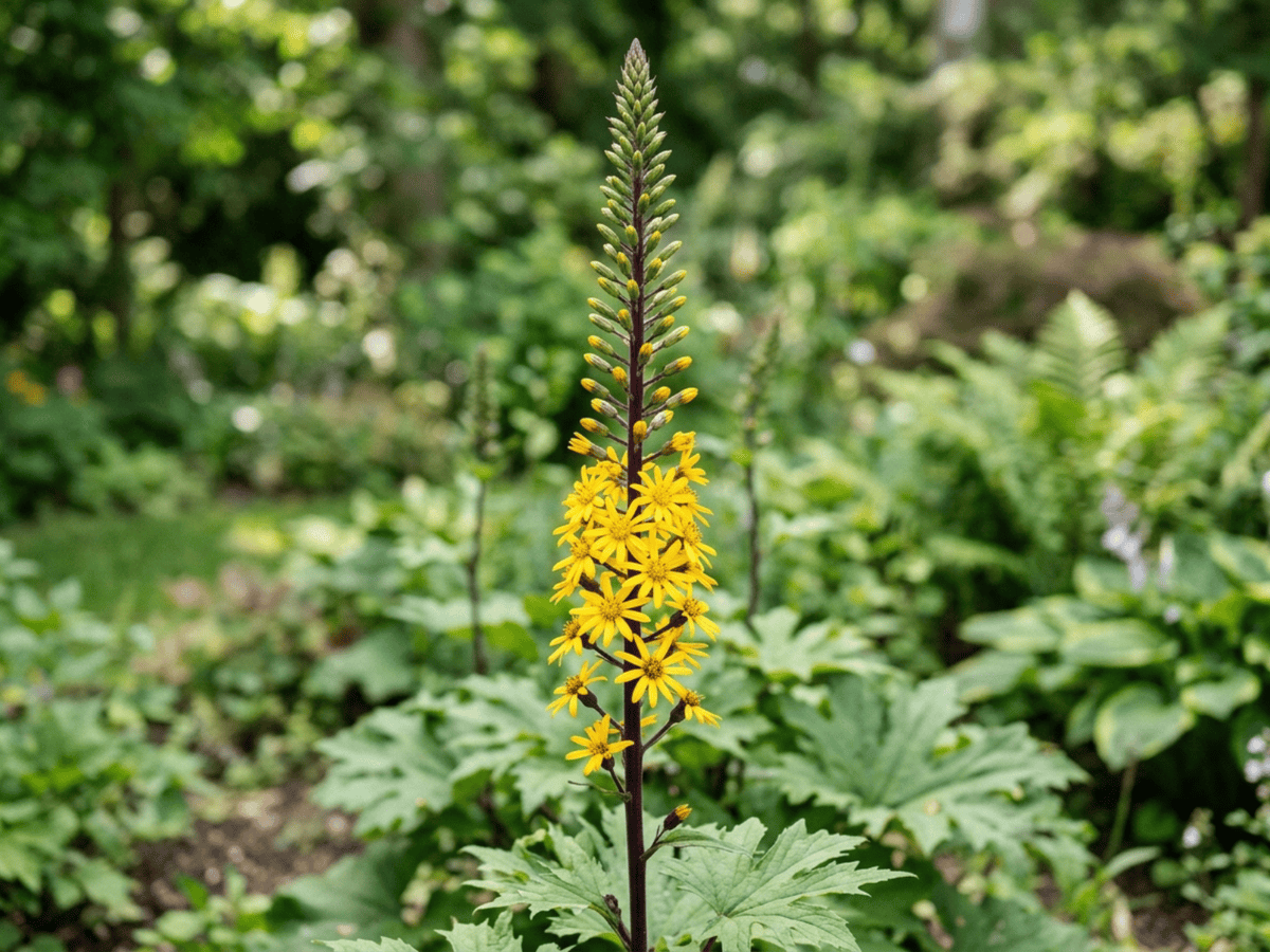 ligularia de cabeza estrecha — aspecto estacional