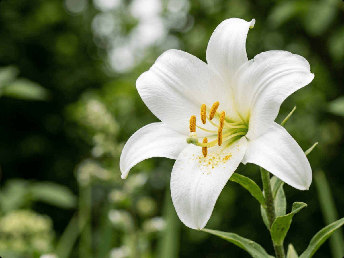 Madonna Lily — close-up of leaves and flowers