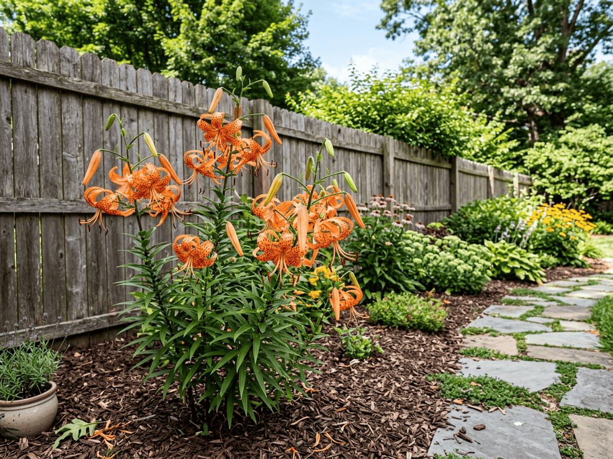 Tiger Lily in a garden setting