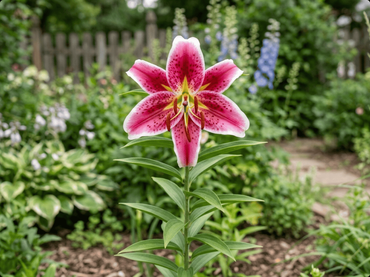 Lilien (Lilium orientalis), ganze Pflanze
