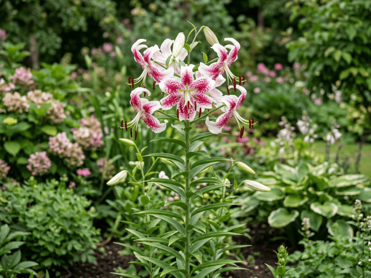 Prachtlilie (Lilium speciosum), ganze Pflanze