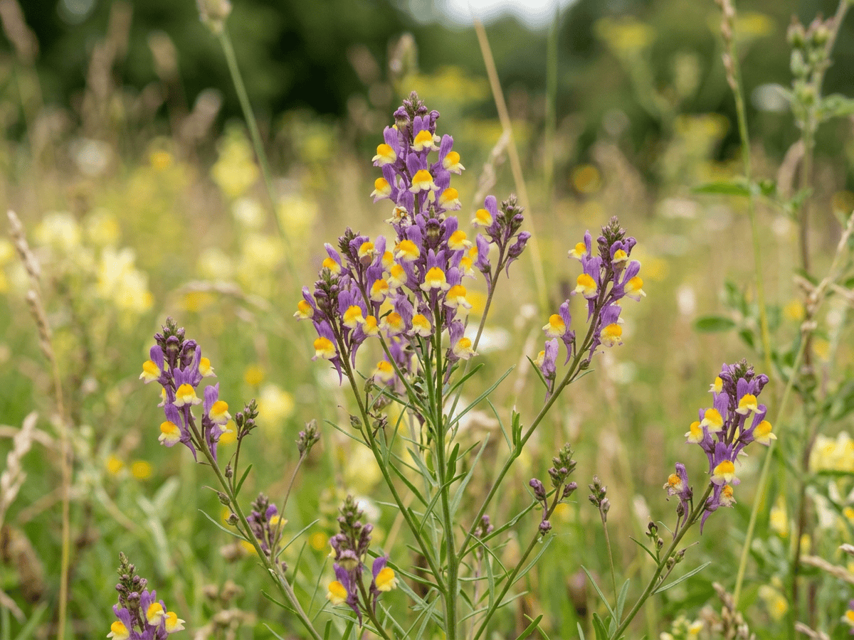 Marokkanisches Leinkraut — Nahaufnahme von Blättern und Blüten