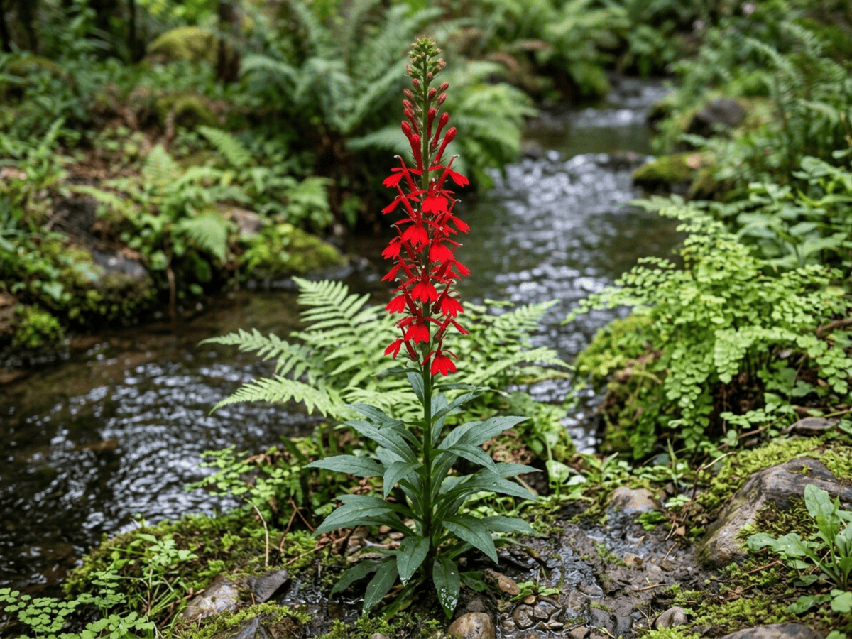 Cardinal Flower (Lobelia cardinalis), whole plant