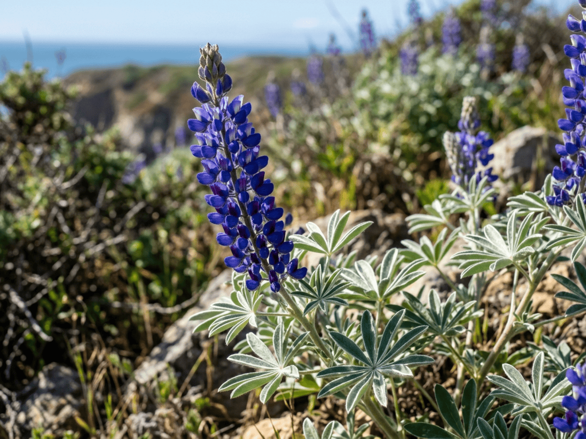 Silver Bush Lupine — close-up of leaves and flowers