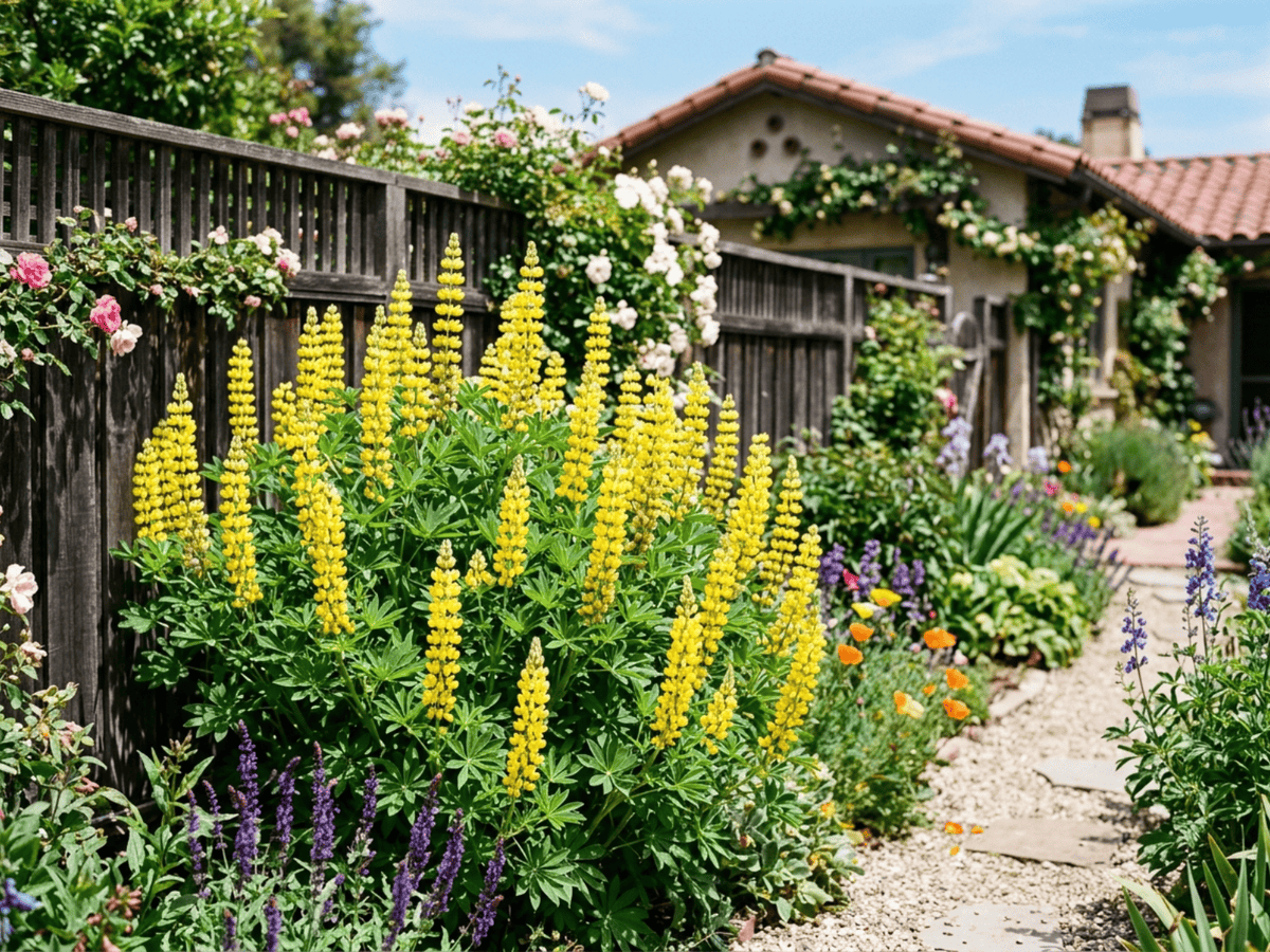 Lupin arborescent dans un jardin