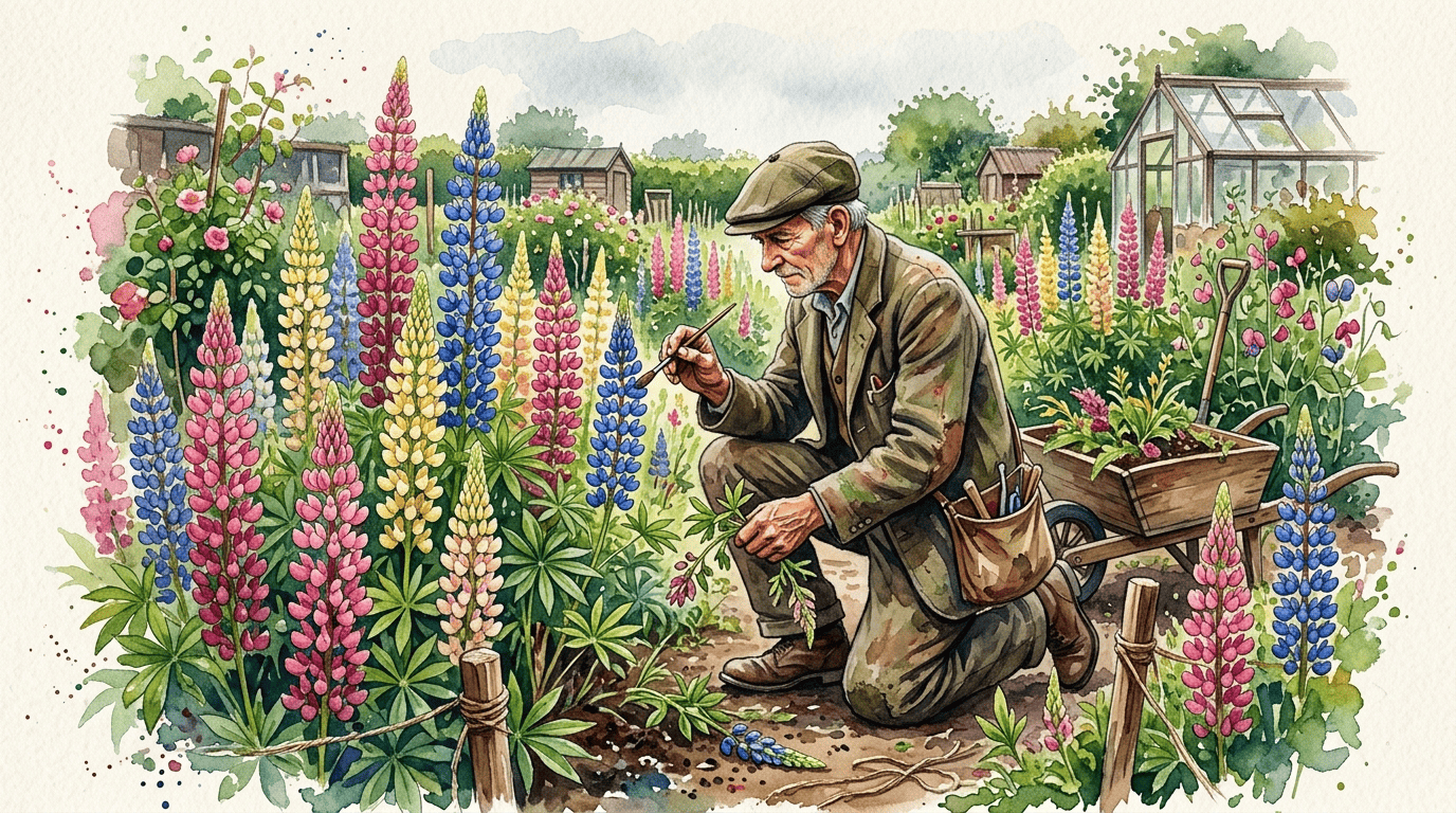 Scena storica illustrata per Lupino perenne