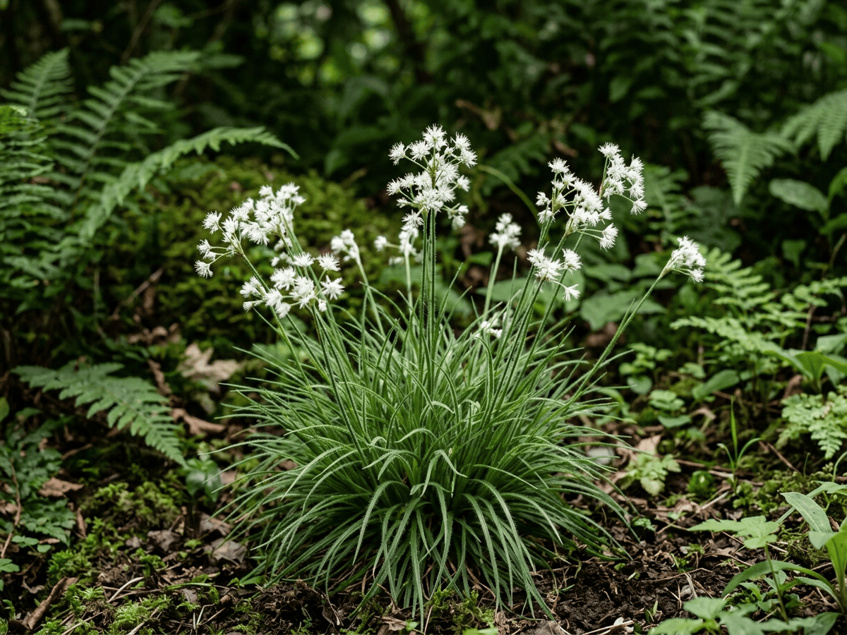 Snowy Woodrush (Luzula nivea), whole plant