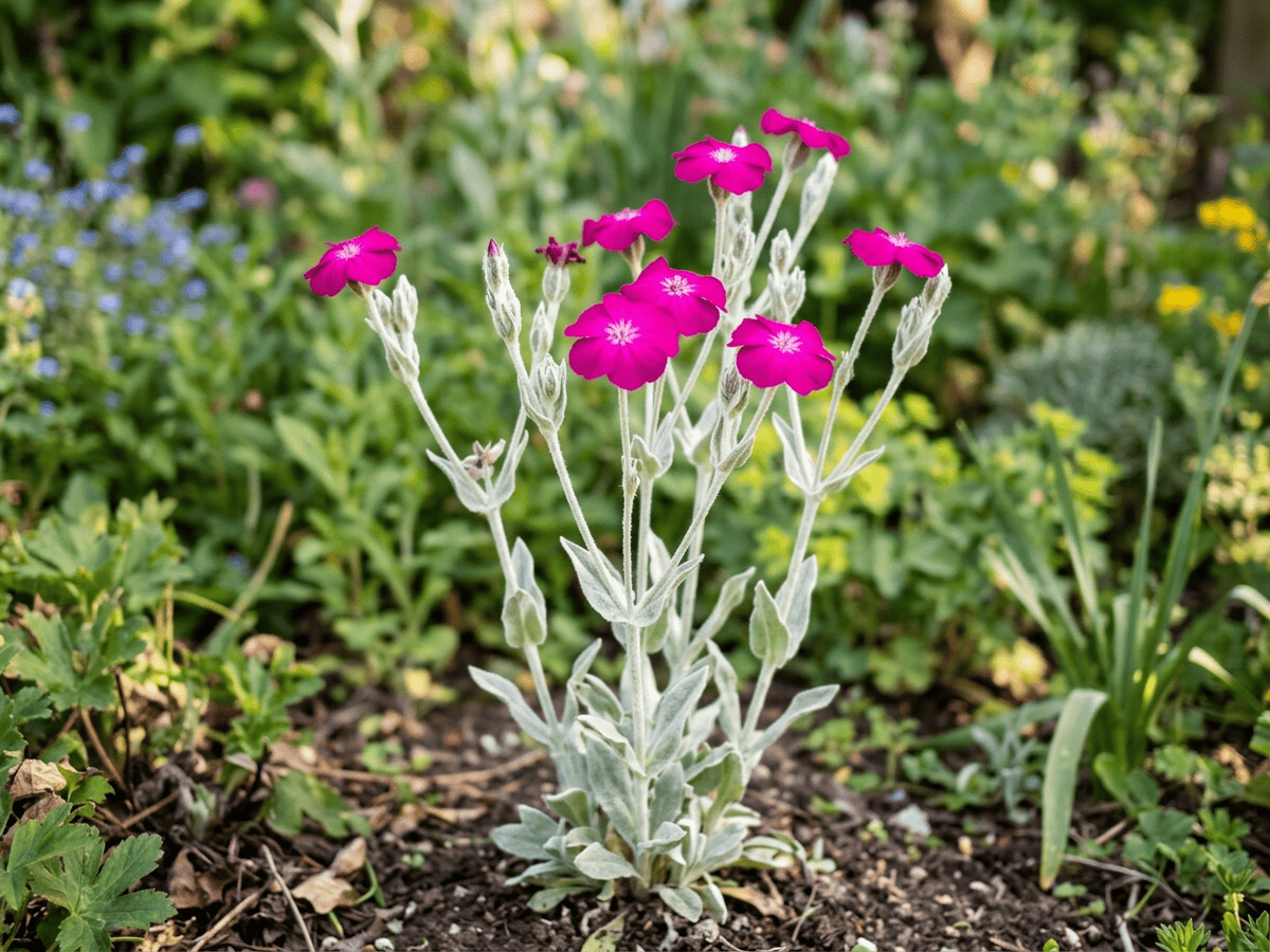 Rose Campion (Lychnis coronaria), whole plant