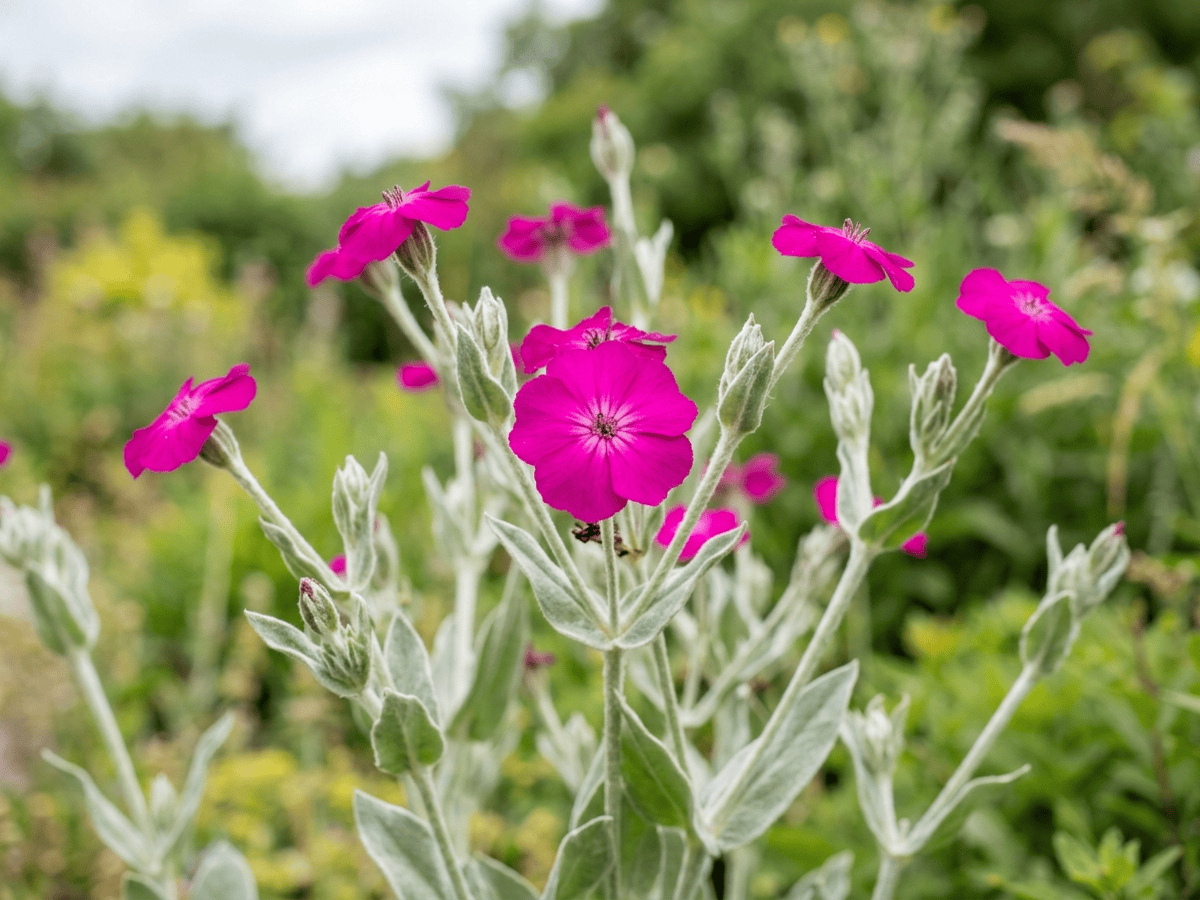 Rose Campion — close-up of leaves and flowers