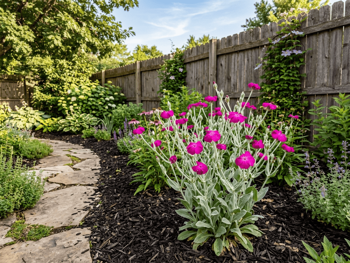 Rose Campion in a garden setting