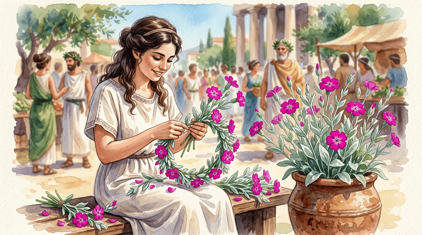 Illustrated historical scene for Rose Campion