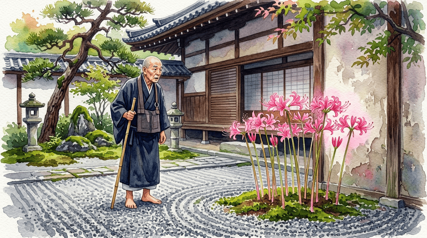 상사화에 얽힌 역사적 장면 일러스트