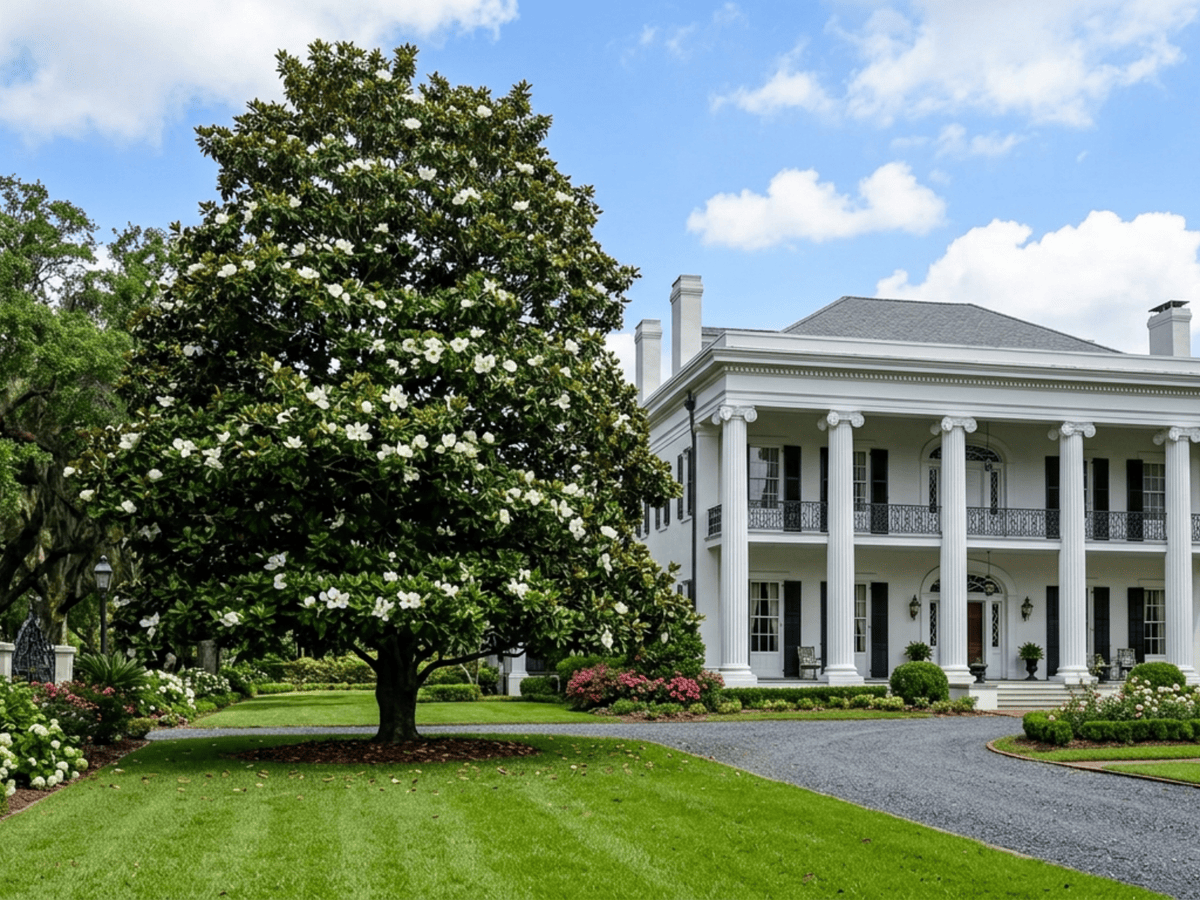 Magnolia común en un jardín