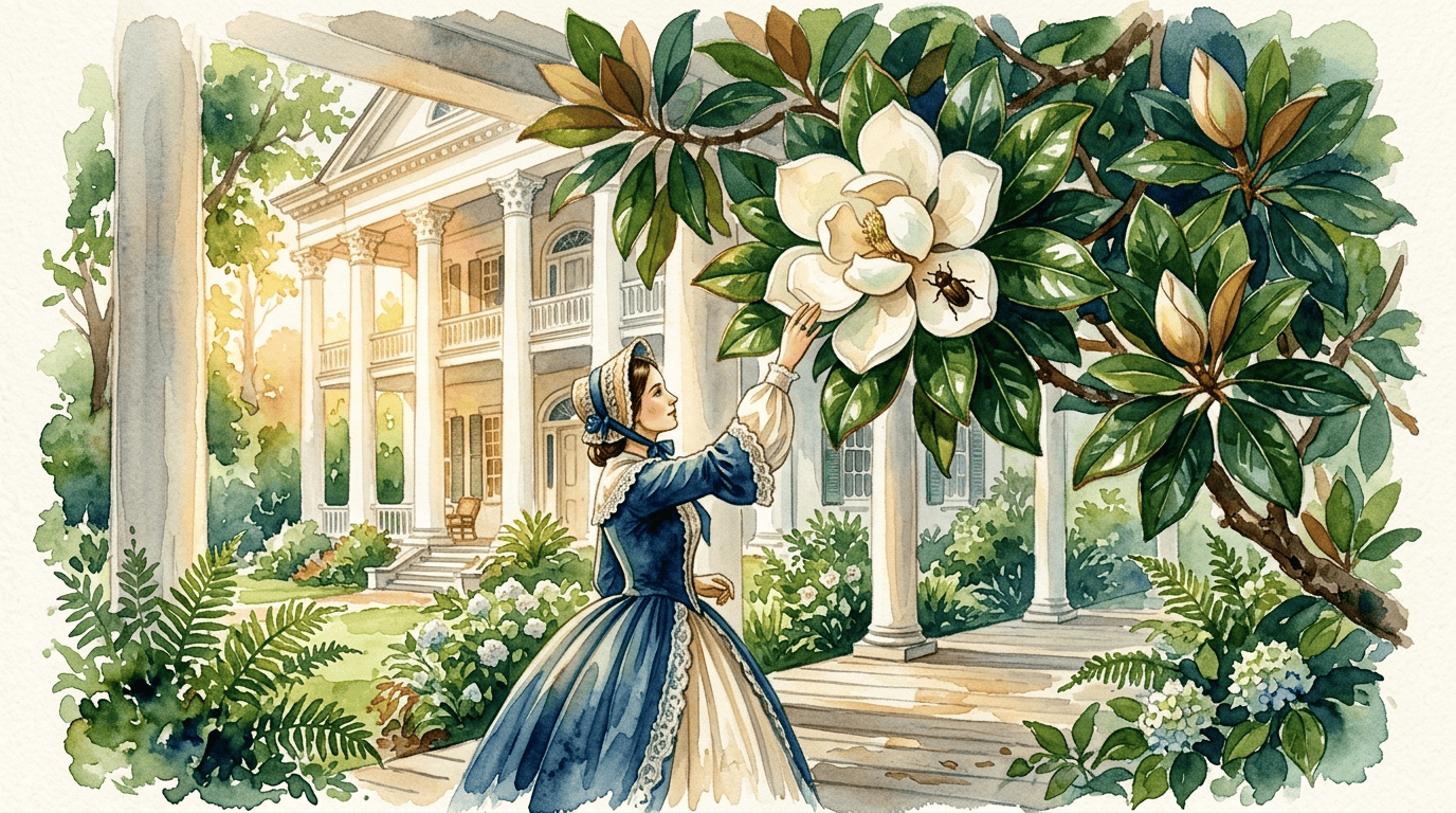 タイサンボクにまつわる歴史的な場面のイラスト