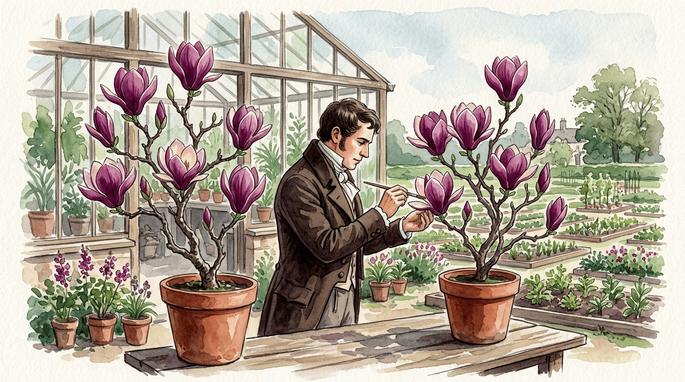 Scena storica illustrata per Magnolia gigliata