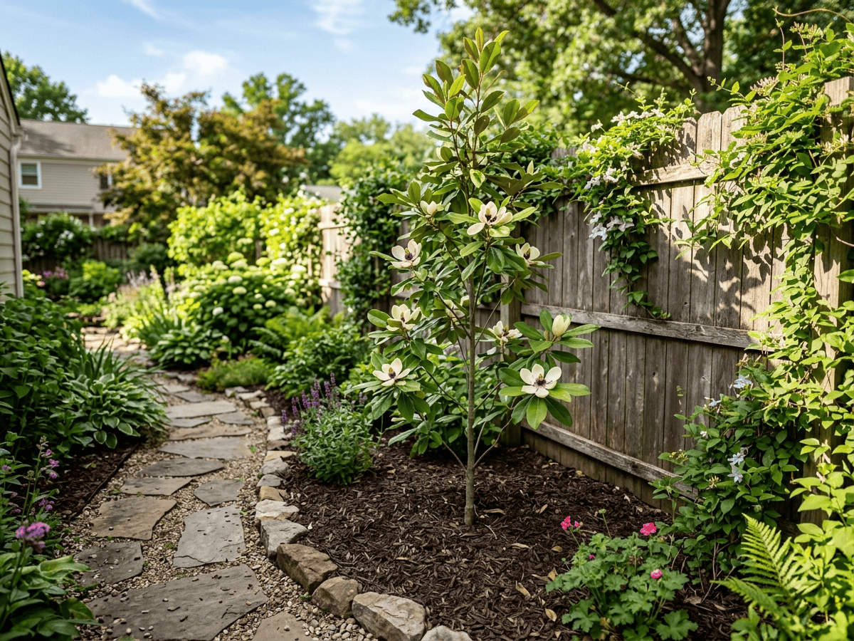 Pyramid Magnolia in a garden setting