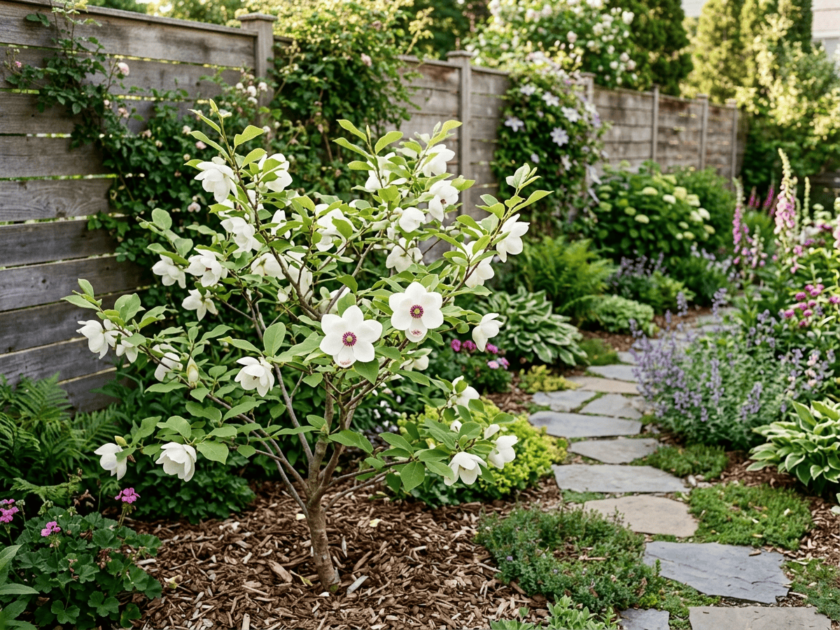 Magnolia oyama en un jardín