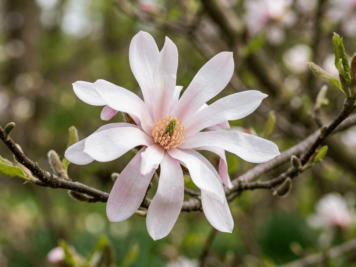 Star Magnolia — close-up of leaves and flowers