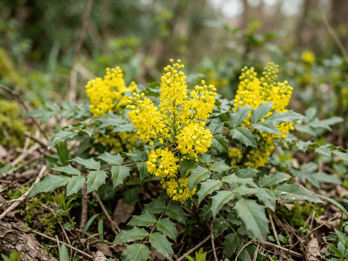 Mahonia rampant — aspect saisonnier