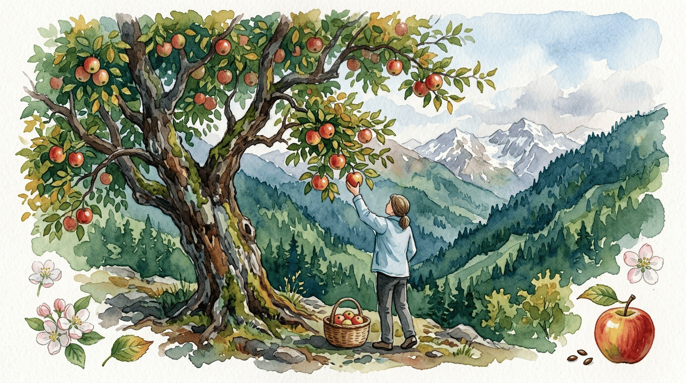 Illustrated historical scene for Apple