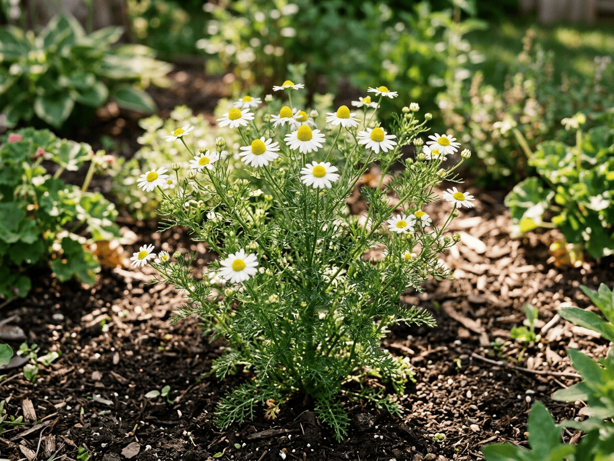 Camomille allemande (Matricaria chamomilla), plante entière