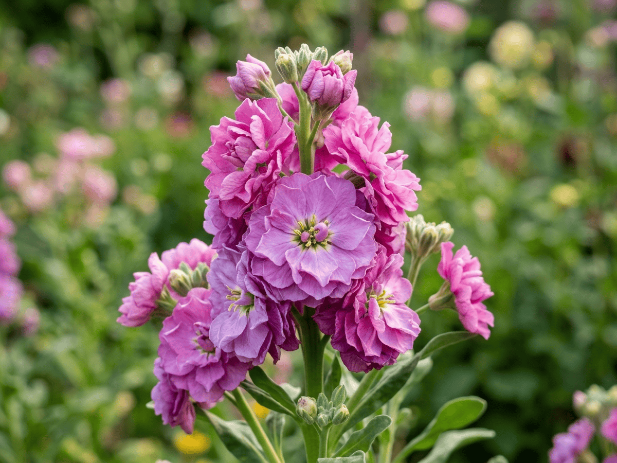 Hoary Stock — close-up of leaves and flowers
