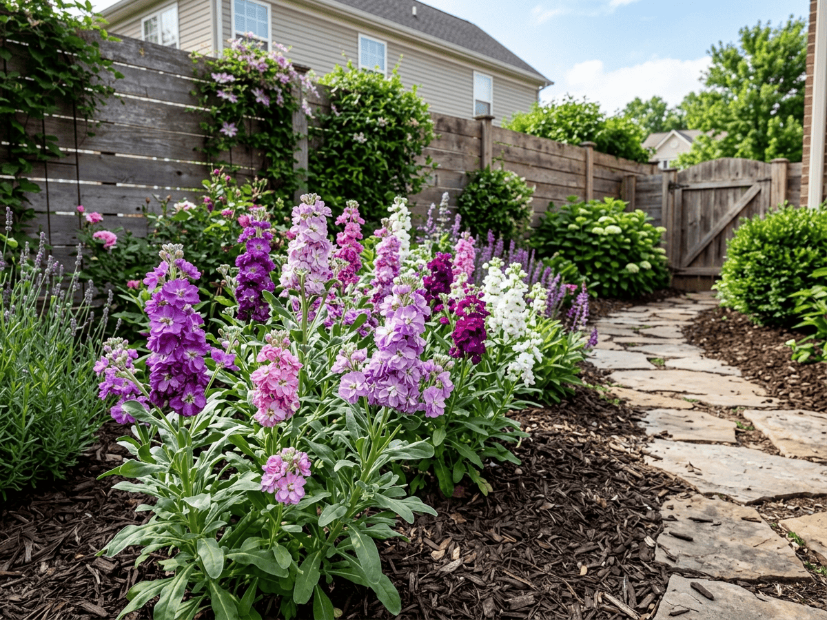 Hoary Stock in a garden setting