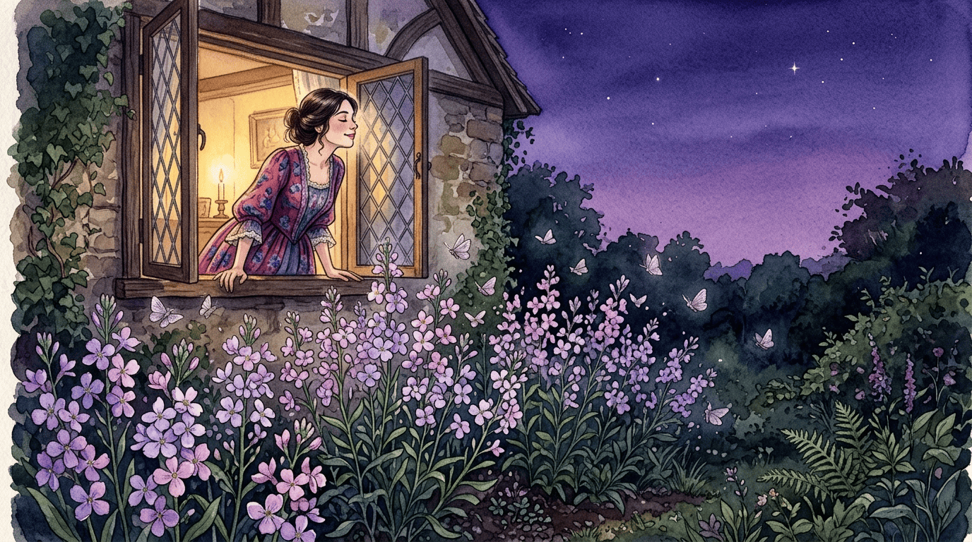 Escena histórica ilustrada de Alhelí de noche