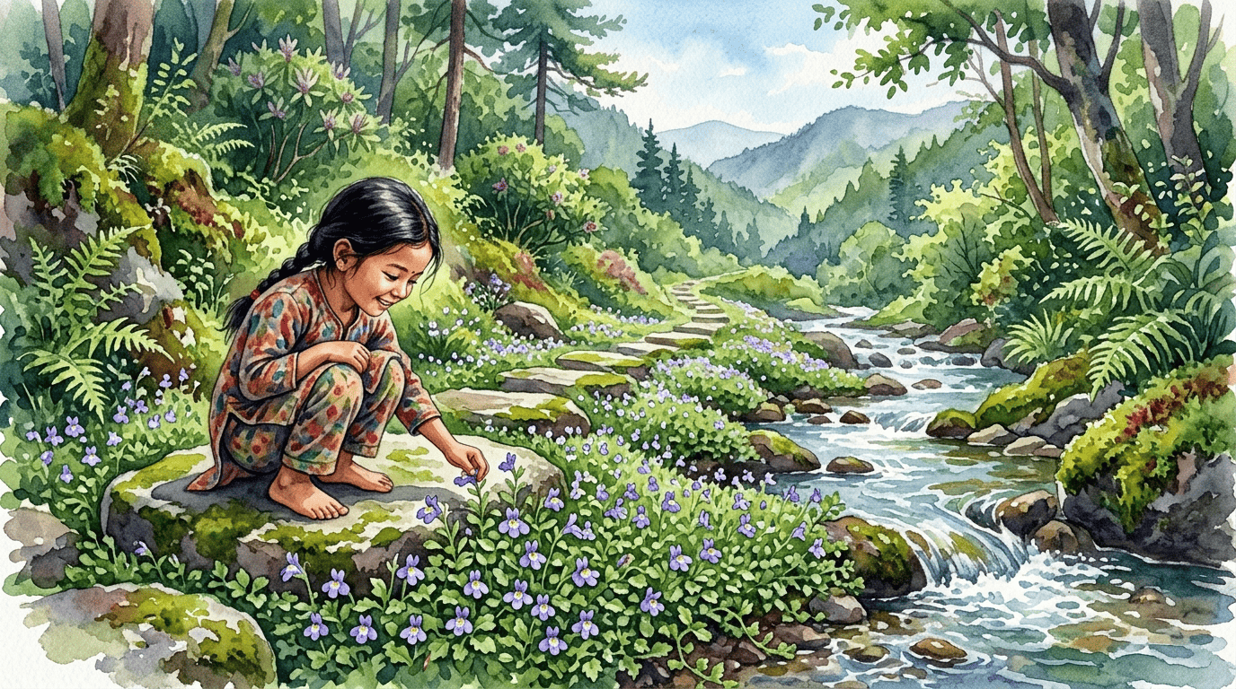 Scena storica illustrata per Mazus strisciante