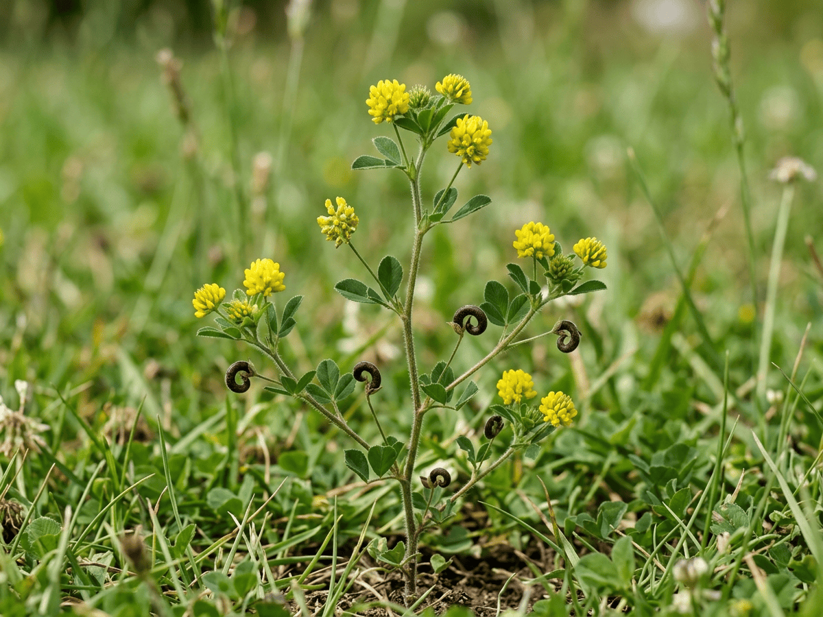 Lupolina (Medicago lupulina), pianta intera