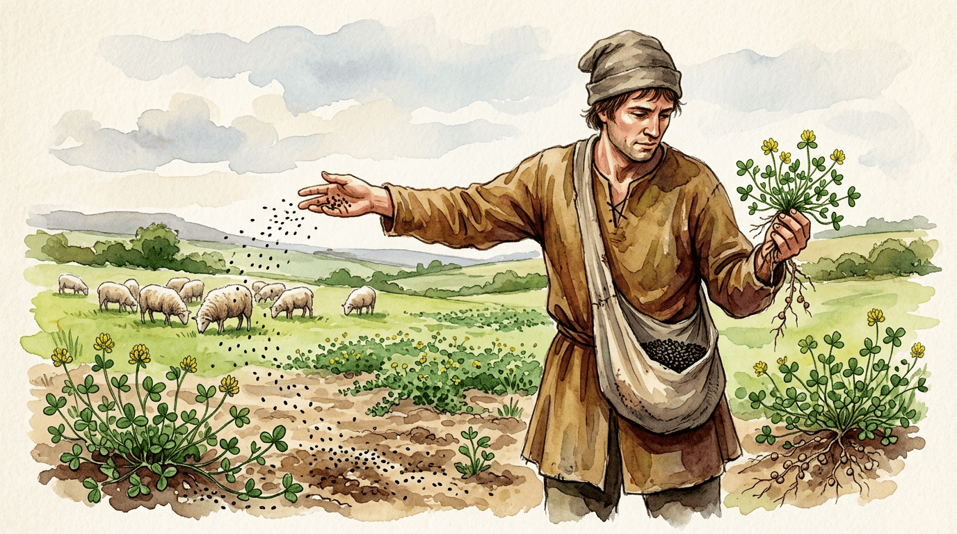 Illustrierte historische Szene zu Hopfenklee