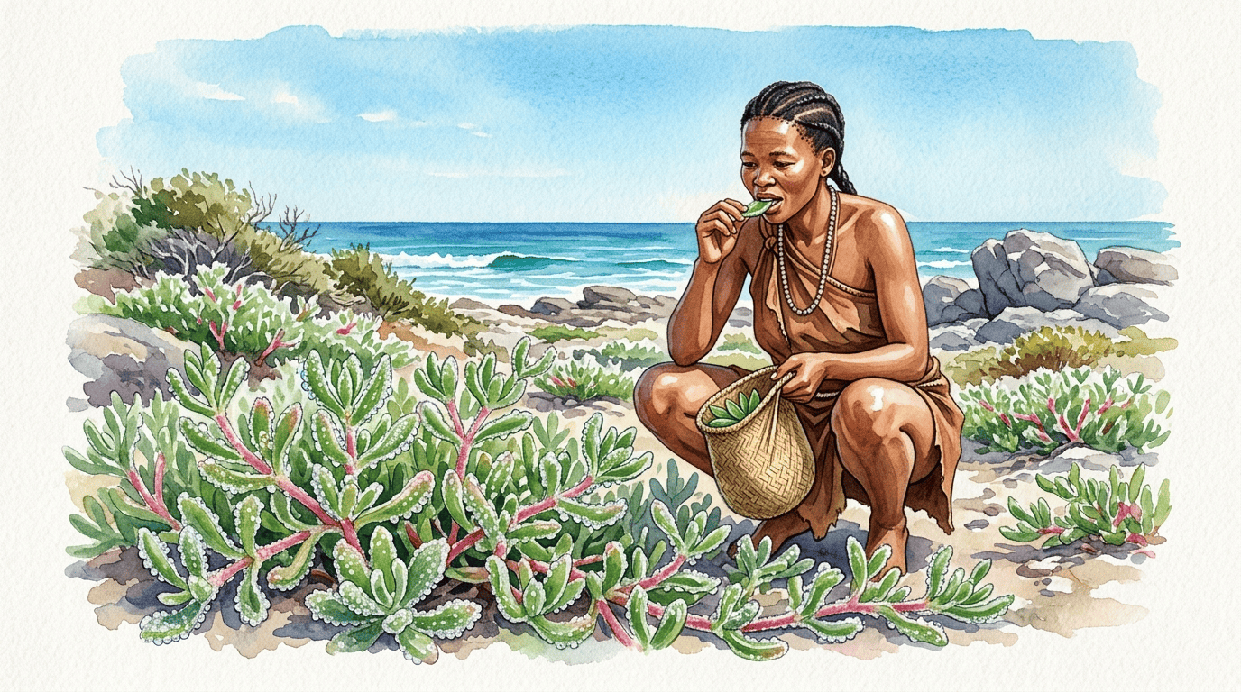 Illustrated historical scene for Crystalline Ice Plant