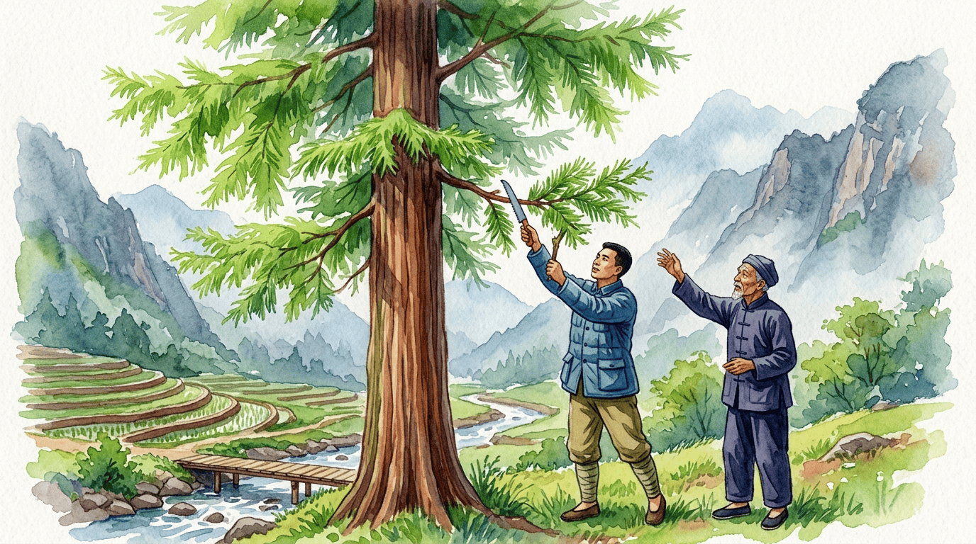 Scène historique illustrée pour Métaséquoia de Chine