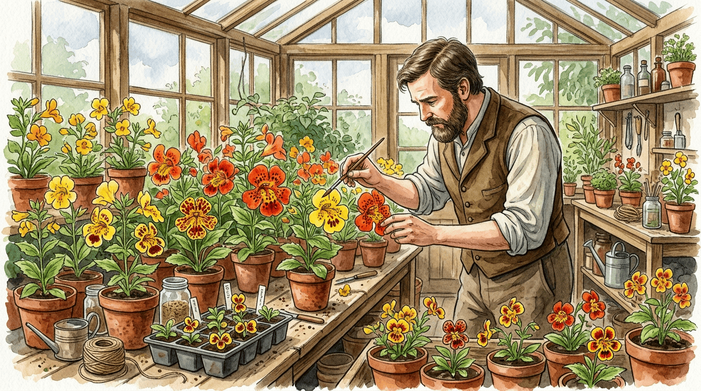 Illustrated historical scene for Monkey Flower
