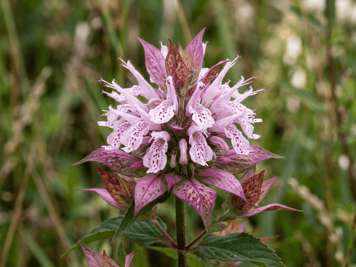 Eastern Beebalm — close-up of leaves and flowers