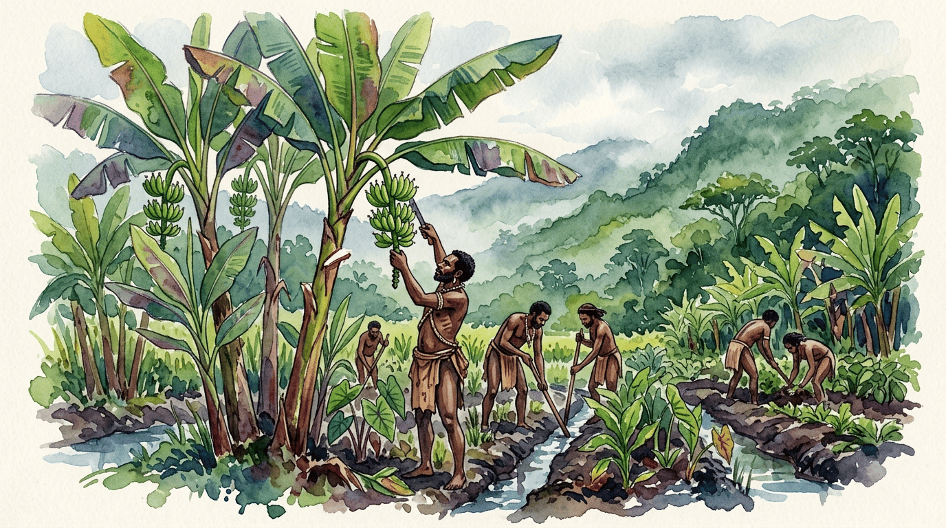 Illustrated historical scene for Cavendish Banana