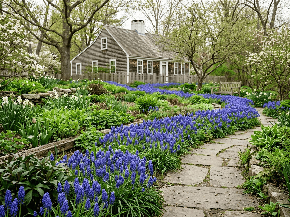 Common Grape Hyacinth in a garden setting