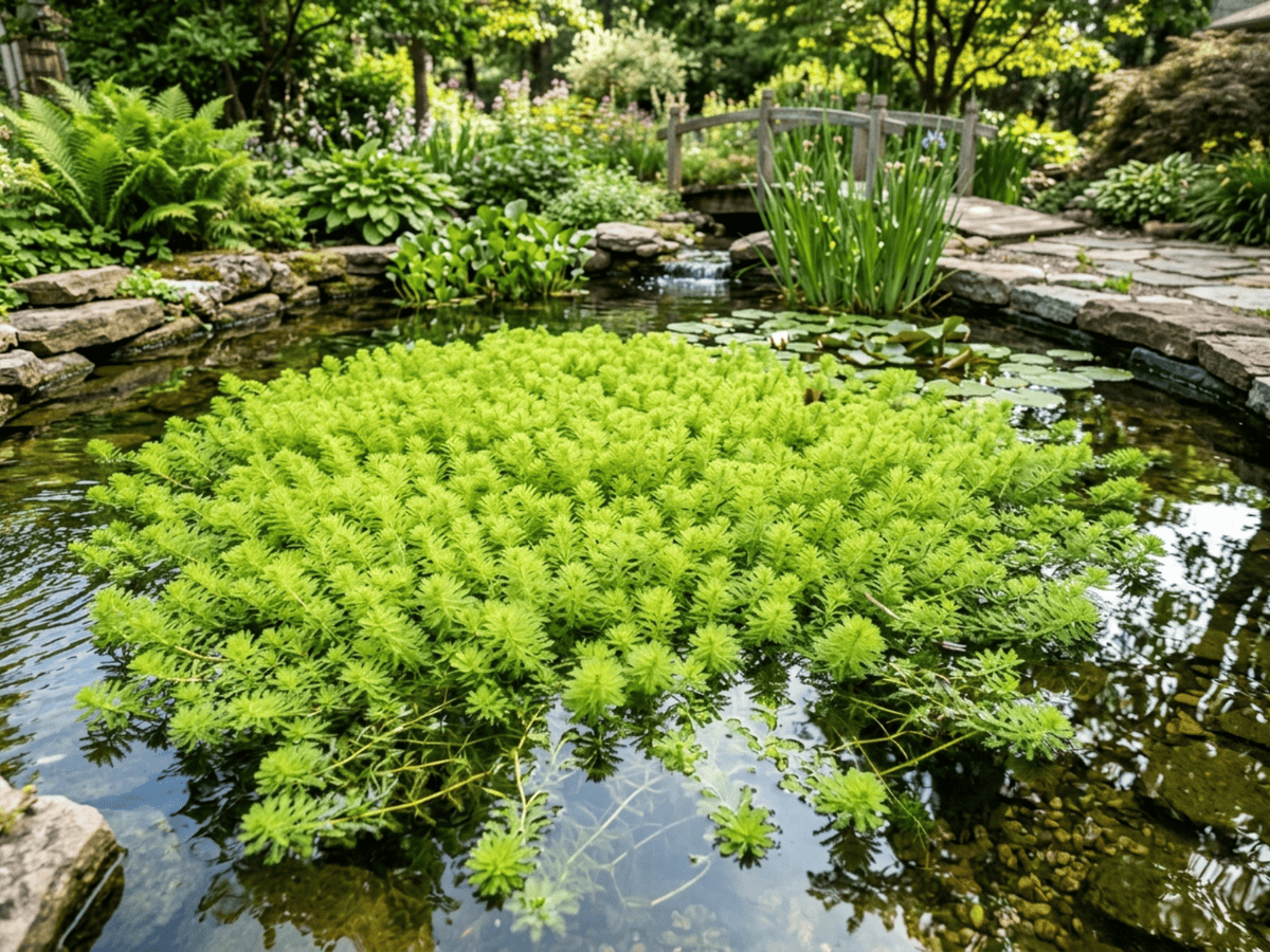 庭に植えられたオオフサモ