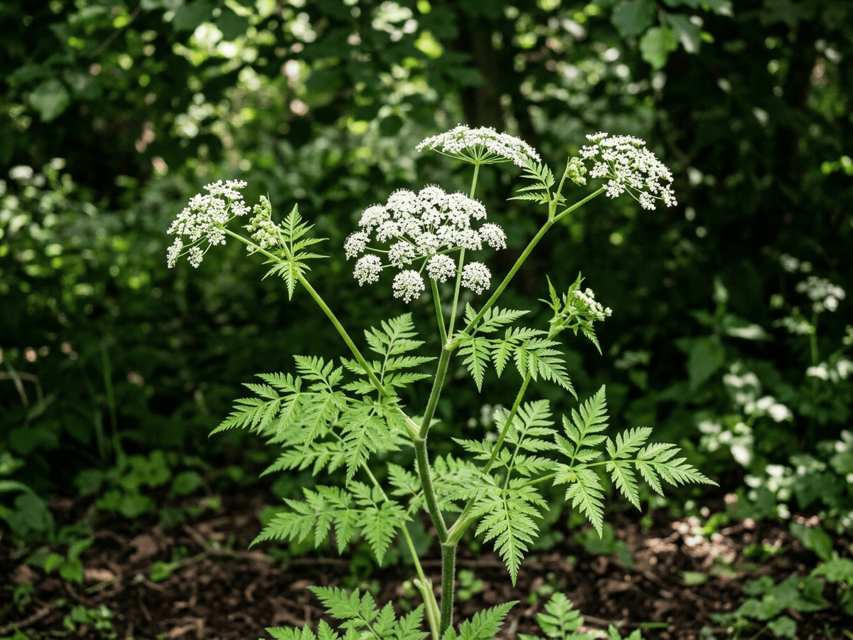 Mirride odorosa (Myrrhis odorata), pianta intera