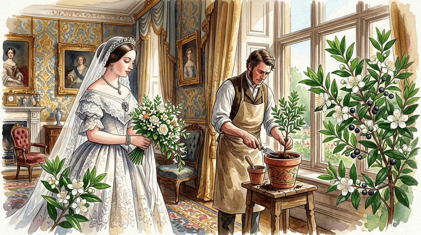 Illustrated historical scene for Common Myrtle
