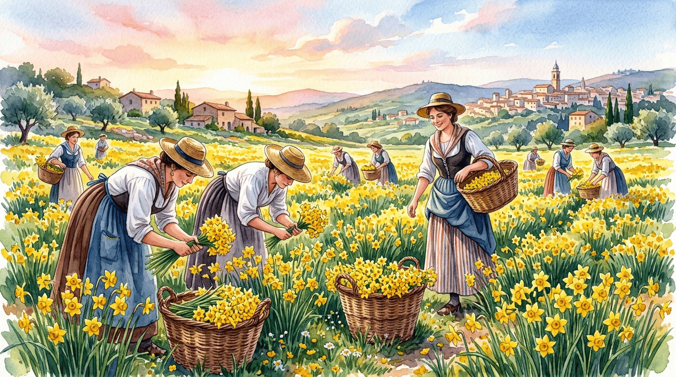 Illustrated historical scene for Jonquil
