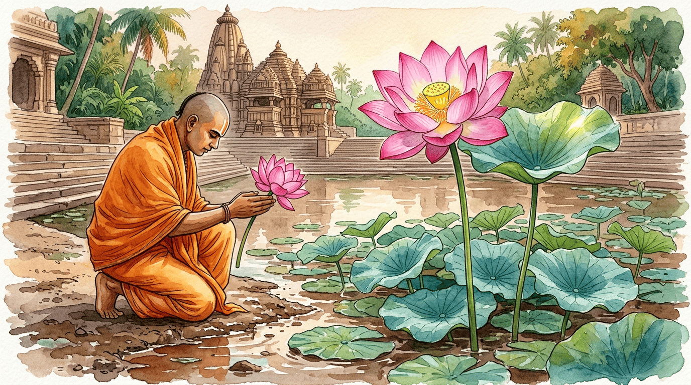 Scène historique illustrée pour Lotus sacré
